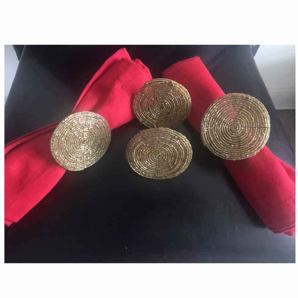 Gold Napkin Ring Holder- Set of 4